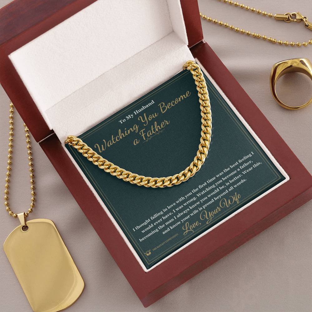 Watching You Become a Father - Cuban Link Chain for Husband - personalized keepsake gift from SKH Radiant Expressions