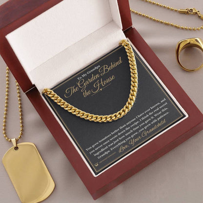 Cuban Link Chain engraved with your own words for grandfather