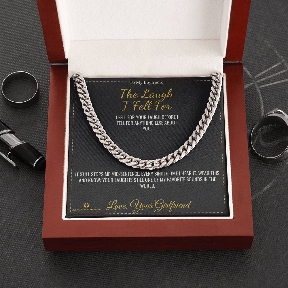 Cuban Link Chain engraved with your own words for boyfriend