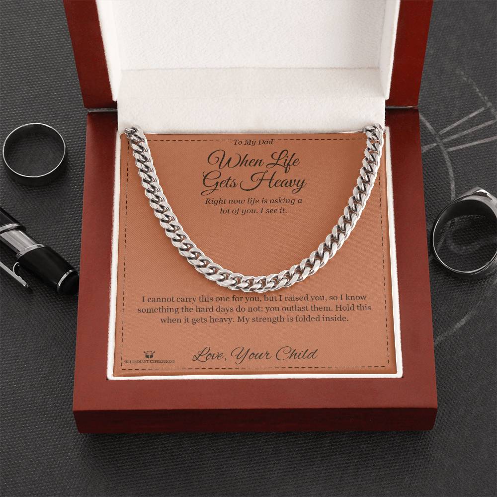 Cuban Link Chain engraved with your own words for dad