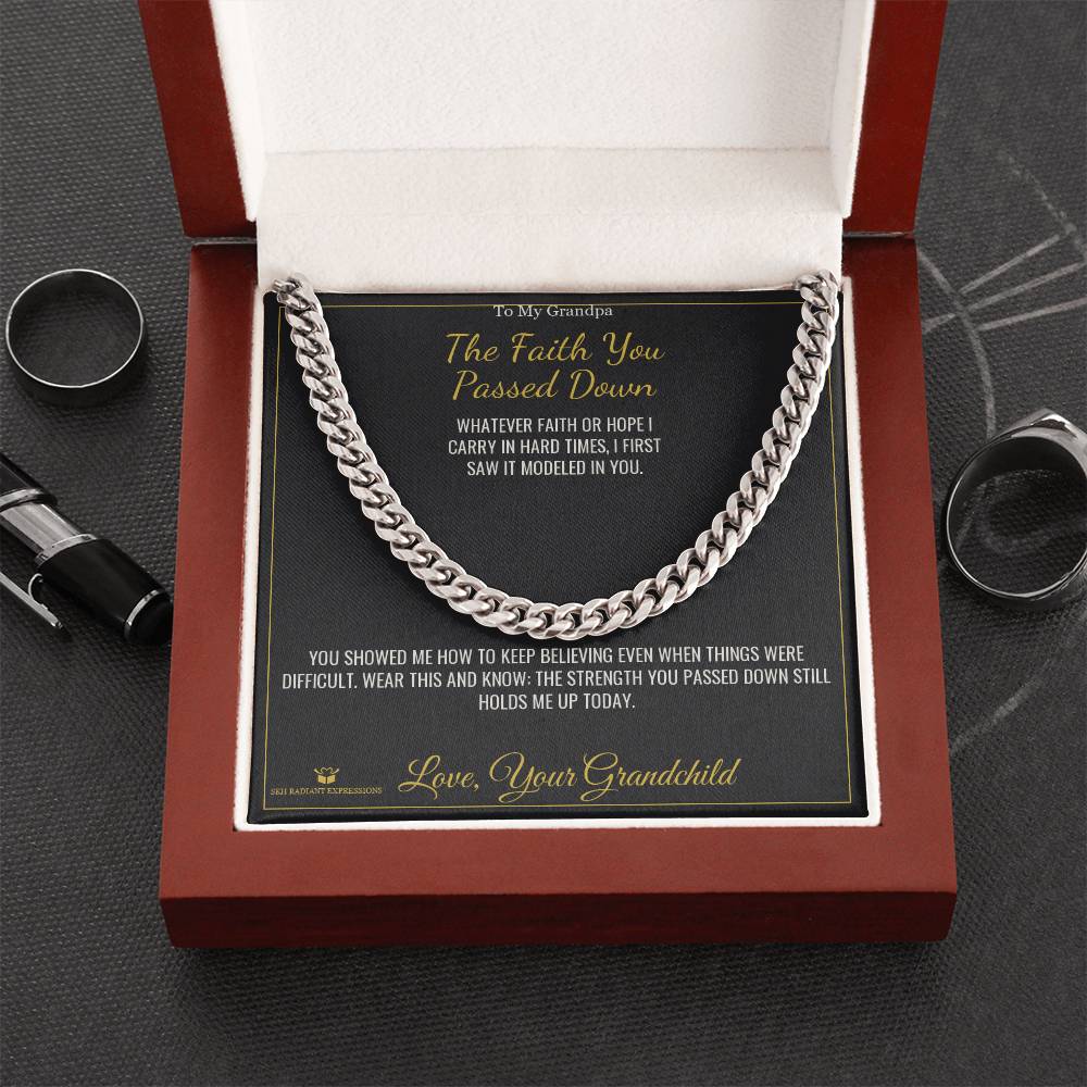 Cuban Link Chain engraved with your own words for grandfather