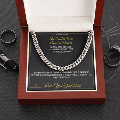 Cuban Link Chain engraved with your own words for grandfather