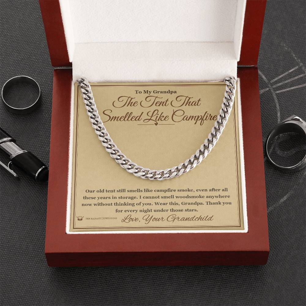 The Tent That Smelled Like Campfire - Cuban Link Chain for Grandfather - personalized keepsake gift from SKH Radiant Expressions