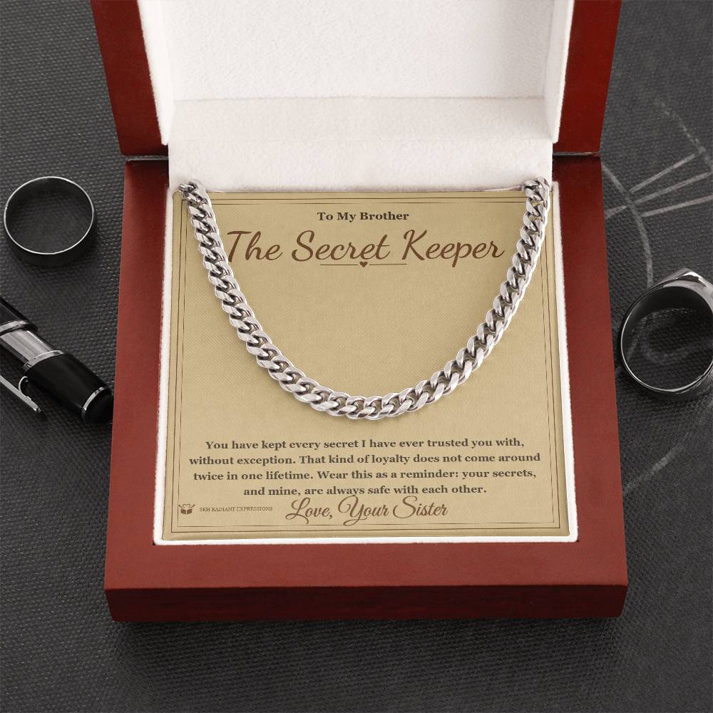 The Secret Keeper - Cuban Link Chain for Brother - personalized keepsake gift from SKH Radiant Expressions