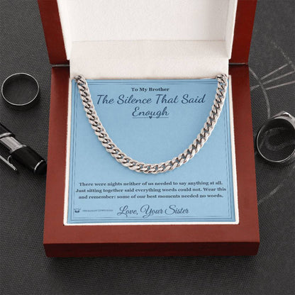 Cuban Link Chain engraved with your own words for brother