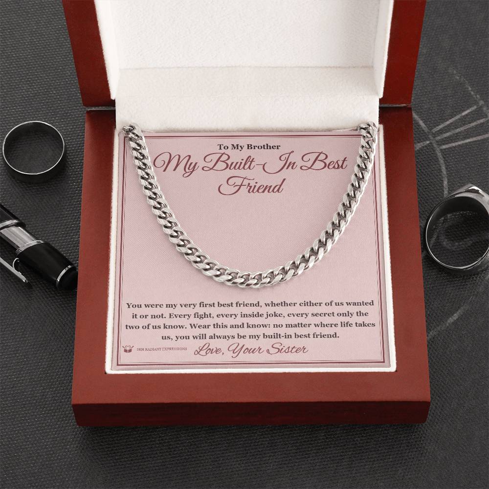 Cuban Link Chain engraved with your own words for brother
