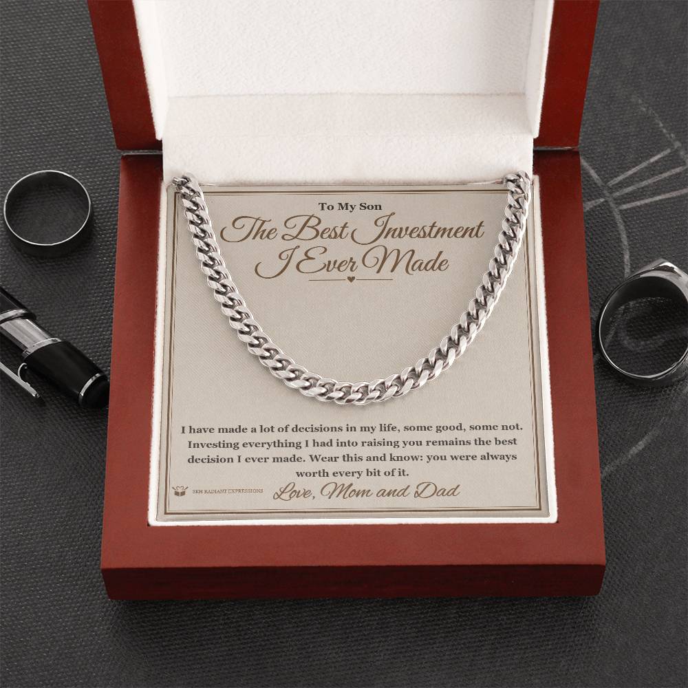 Cuban Link Chain engraved with your own words for son