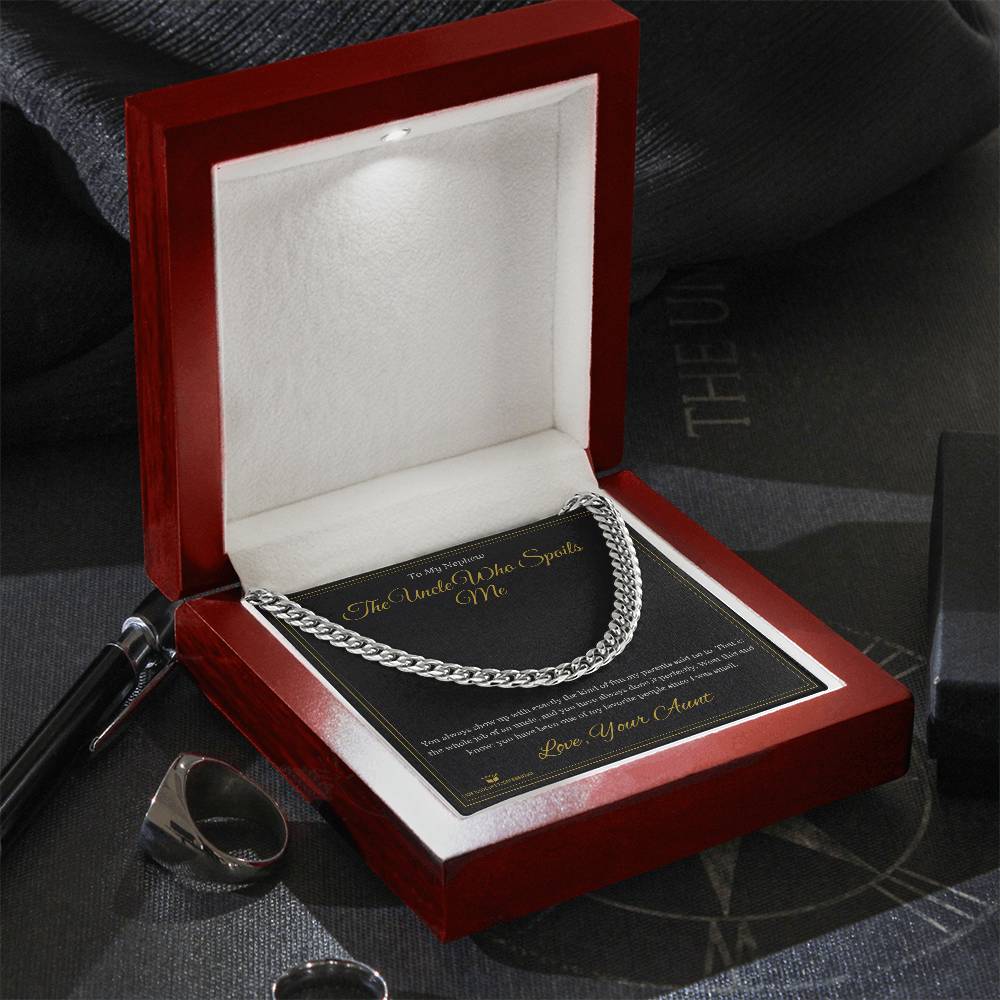 The Uncle Who Spoils Me - Cuban Link Chain for Nephew - personalized keepsake gift from SKH Radiant Expressions