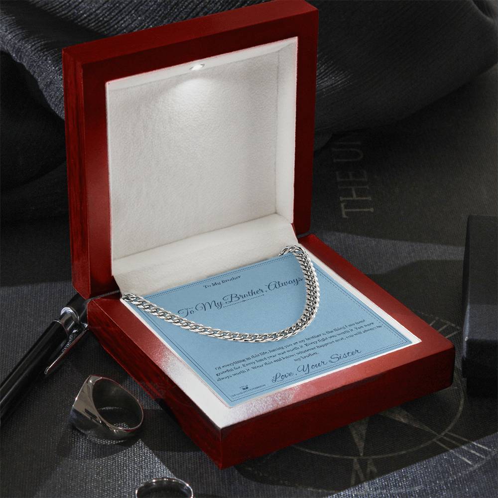 To My Brother, Always - Cuban Link Chain for Brother - personalized keepsake gift from SKH Radiant Expressions