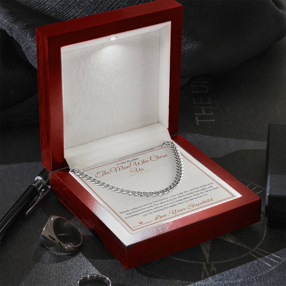 The Man Who Chose Us - Cuban Link Chain for Stepdad - personalized keepsake gift from SKH Radiant Expressions