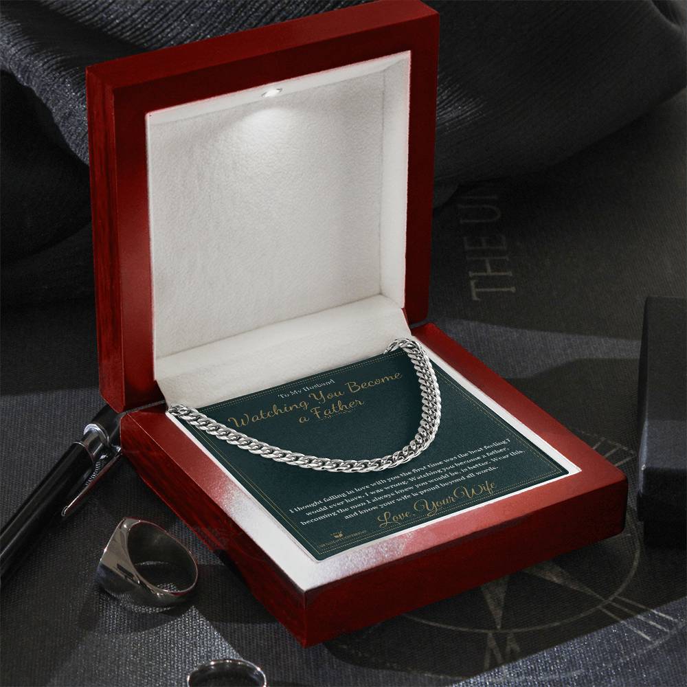 Watching You Become a Father - Cuban Link Chain for Husband - personalized keepsake gift from SKH Radiant Expressions