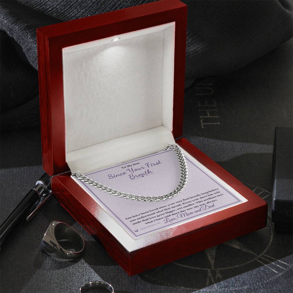 Since Your First Breath - Cuban Link Chain for Son - personalized keepsake gift from SKH Radiant Expressions