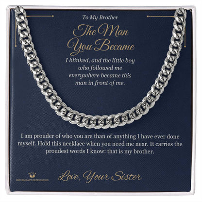 Engraved Cuban Link Chain with message for brother