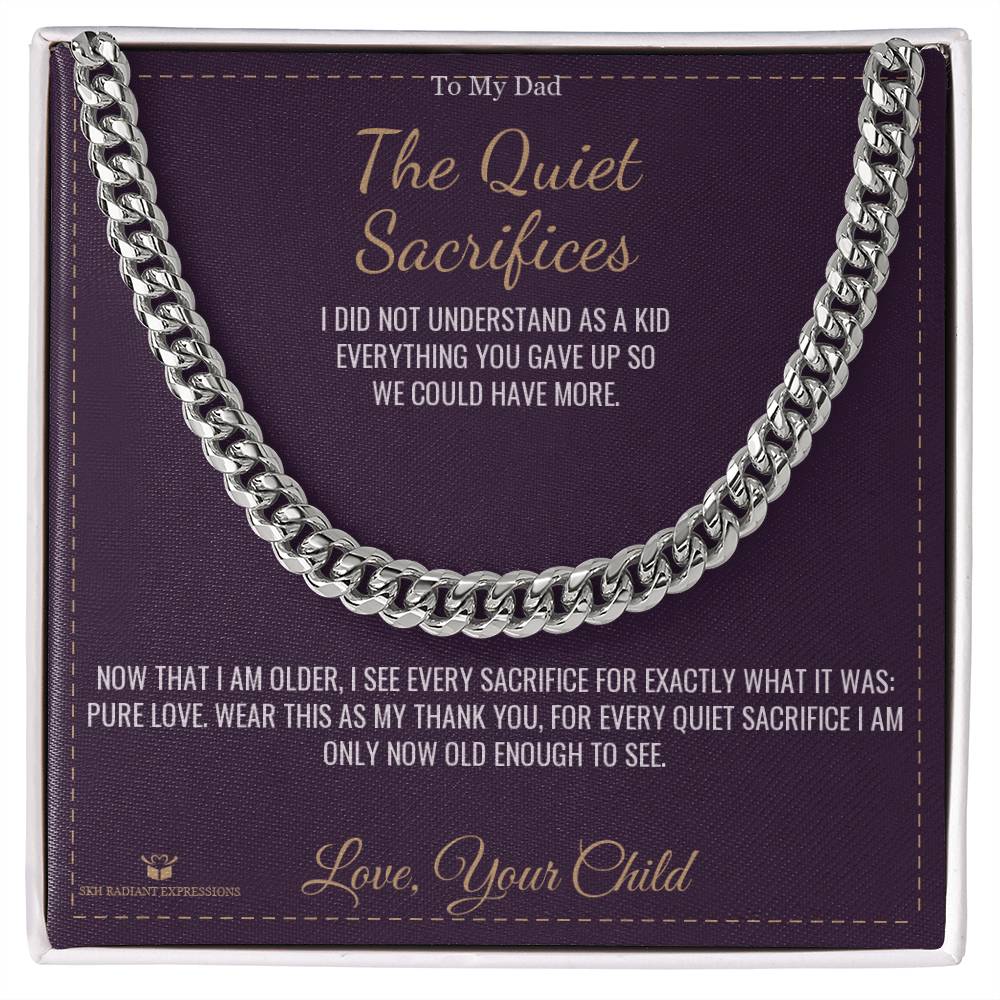 Cuban Link Chain with personalized message card for dad