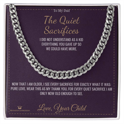 Cuban Link Chain with personalized message card for dad