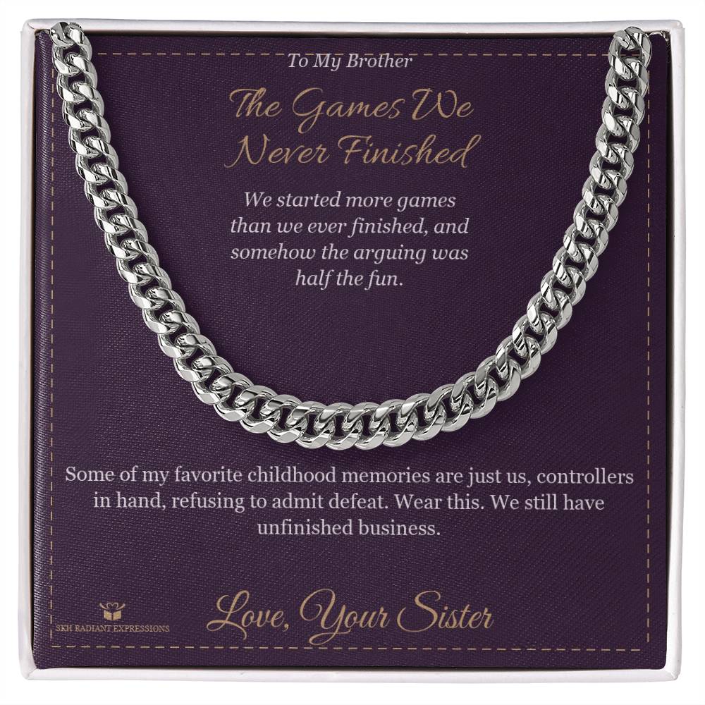 Engraved Cuban Link Chain with message for brother