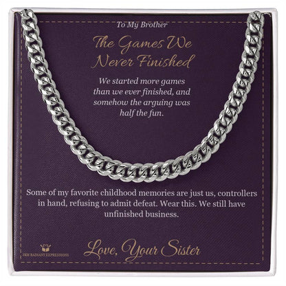 Engraved Cuban Link Chain with message for brother