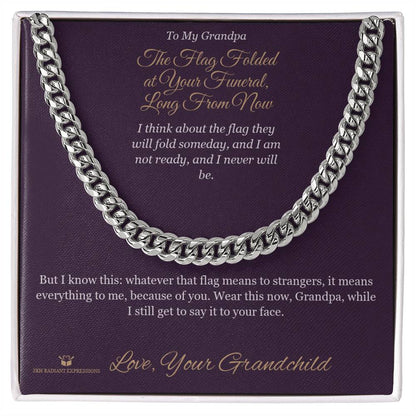 Cuban Link Chain with personalized message card for grandfather