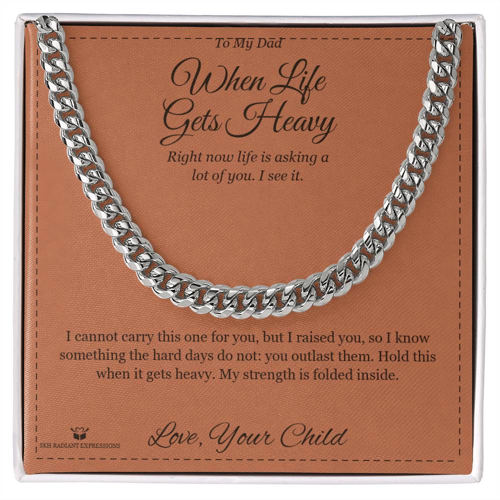Cuban Link Chain with personalized message card for dad