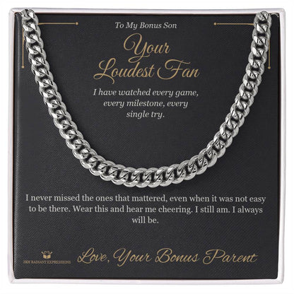 Cuban Link Chain with personalized message card for stepson