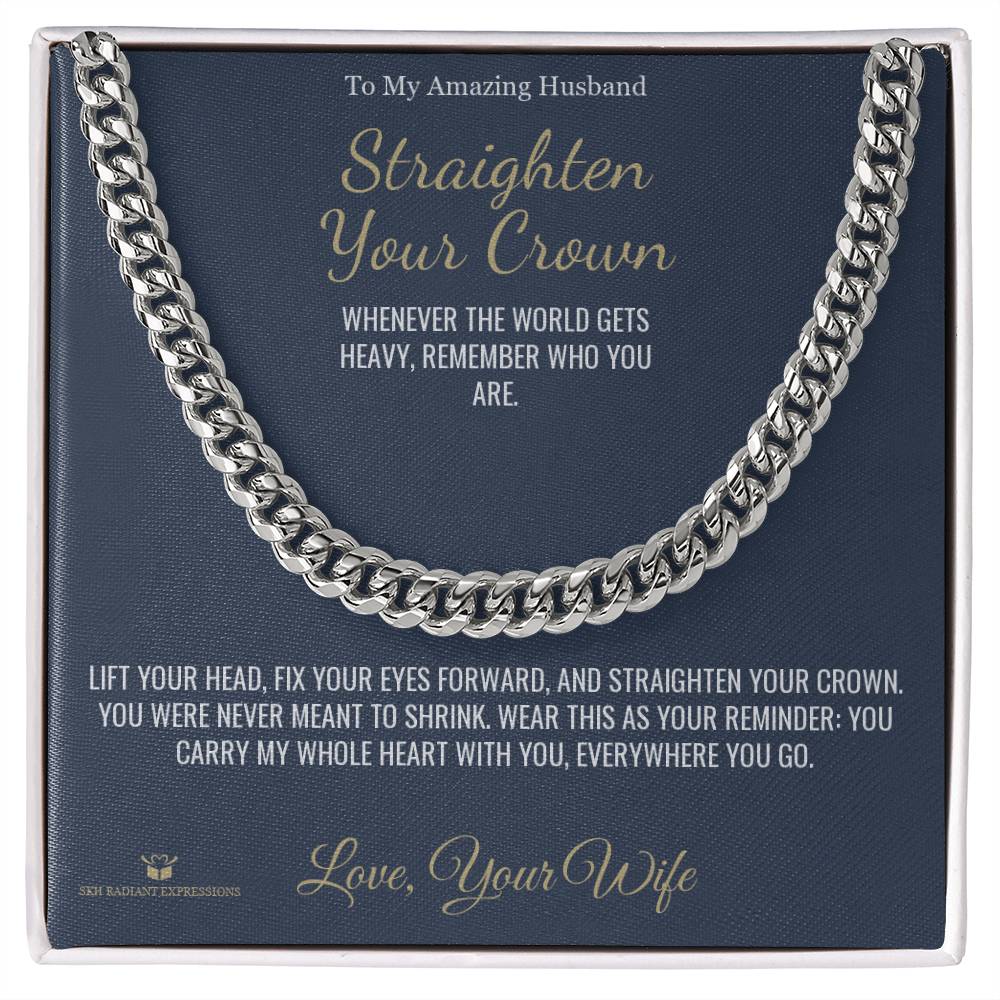 Engraved Cuban Link Chain with message for husband