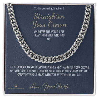 Engraved Cuban Link Chain with message for husband