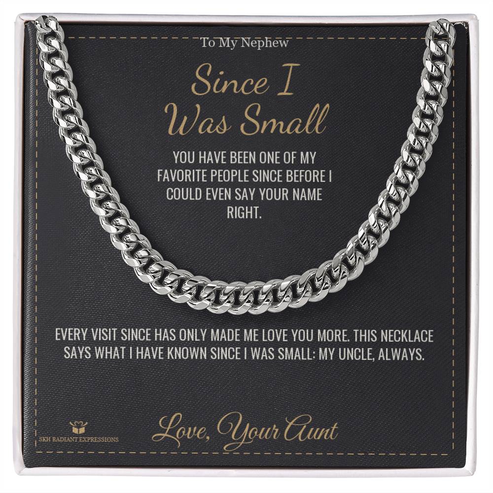 Cuban Link Chain with personalized message card for nephew