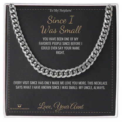 Cuban Link Chain with personalized message card for nephew