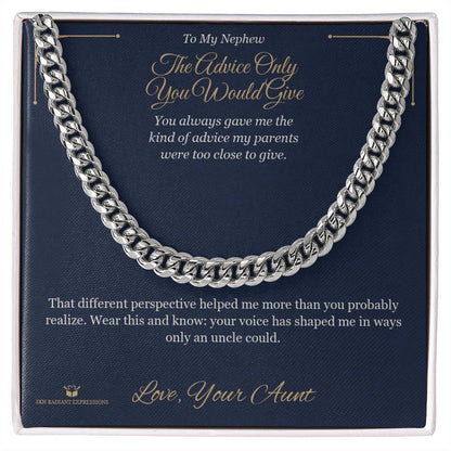 Cuban Link Chain with personalized message card for nephew