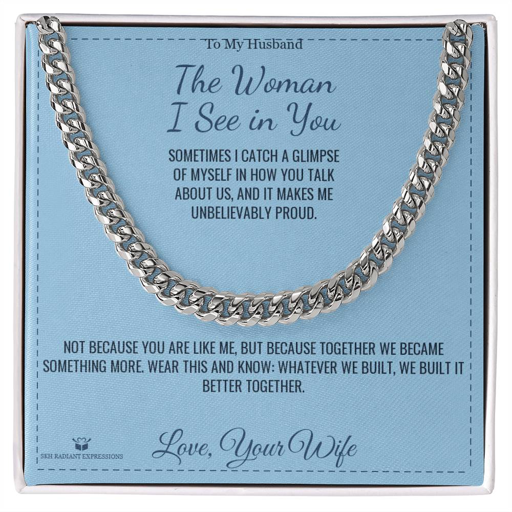 Engraved Cuban Link Chain with message for husband