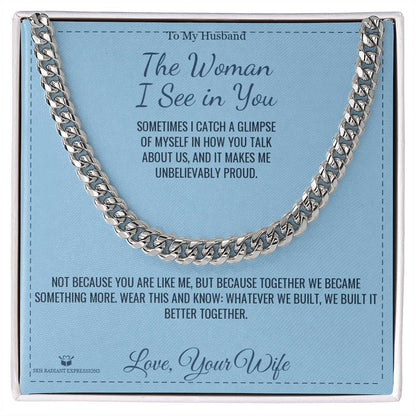 Engraved Cuban Link Chain with message for husband