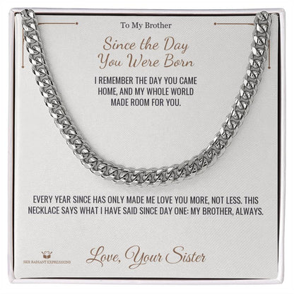 Engraved Cuban Link Chain with message for brother