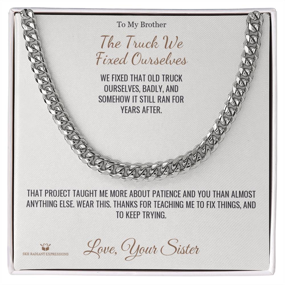 Engraved Cuban Link Chain with message for brother