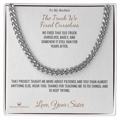 Engraved Cuban Link Chain with message for brother