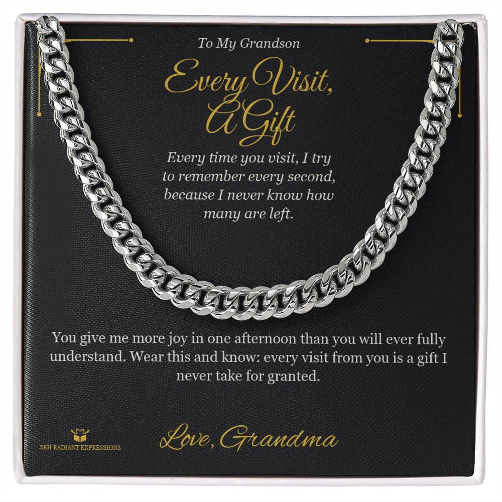 Engraved Cuban Link Chain with message for grandson