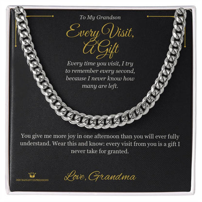 Engraved Cuban Link Chain with message for grandson