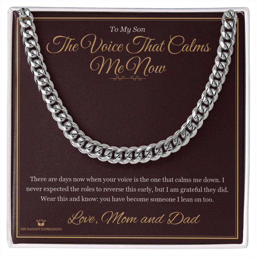 The Voice That Calms Me Now - Cuban Link Chain for Grandson - personalized keepsake gift from SKH Radiant Expressions