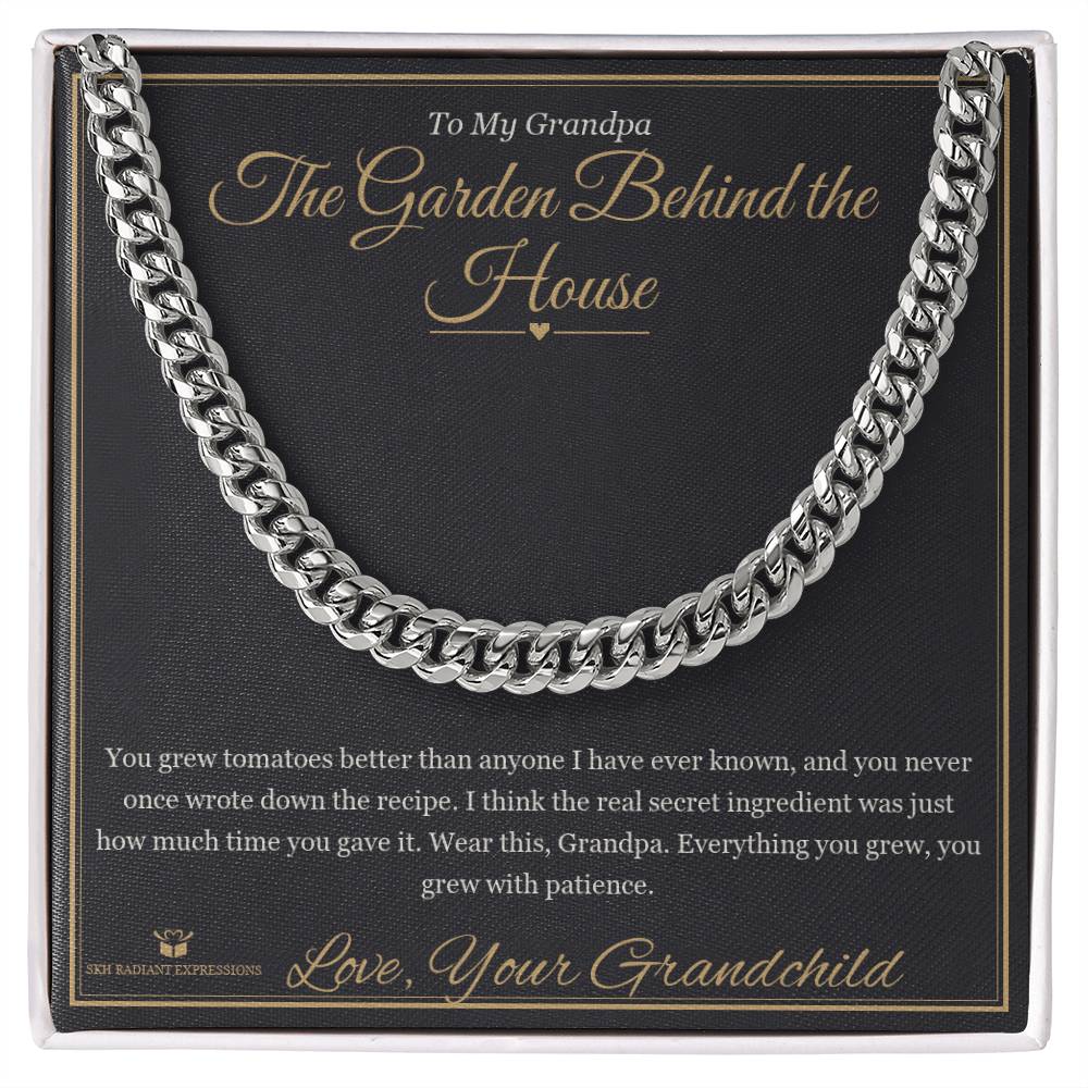 The Garden Behind the House - Cuban Link Chain for Grandfather - personalized keepsake gift from SKH Radiant Expressions