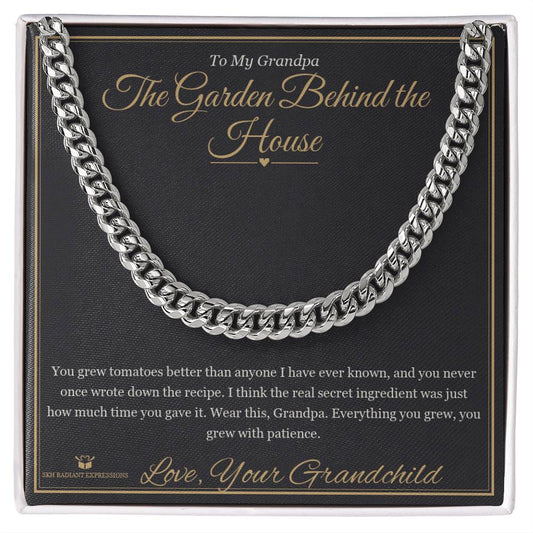 The Garden Behind the House - Cuban Link Chain for Grandfather - personalized keepsake gift from SKH Radiant Expressions
