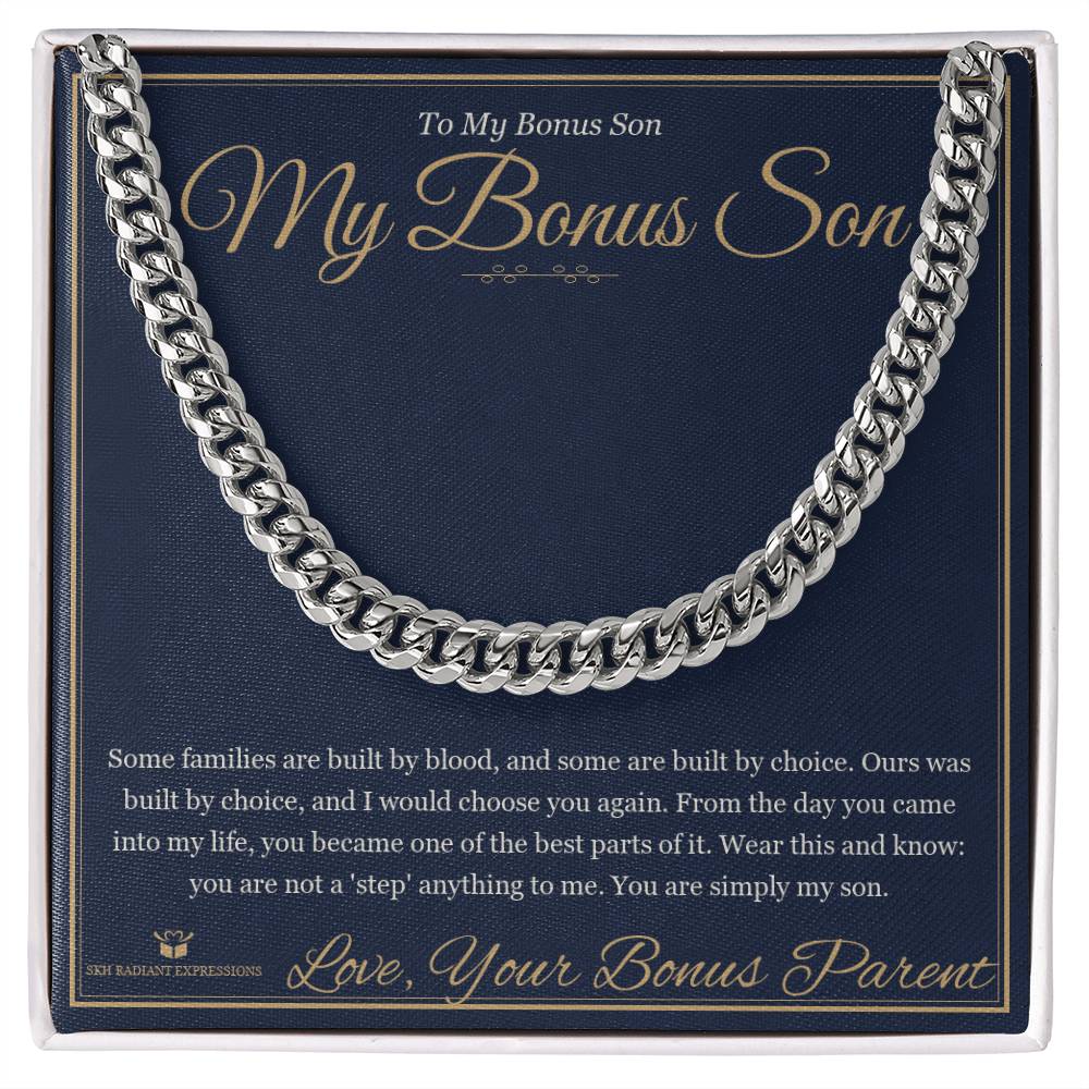 My Bonus Son - Cuban Link Chain for Stepson - personalized keepsake gift from SKH Radiant Expressions