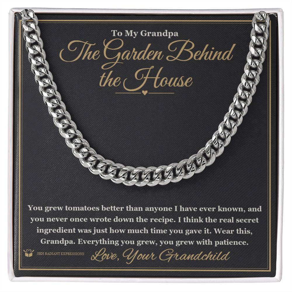 The Garden Behind the House - Cuban Link Chain for Grandfather - personalized keepsake gift from SKH Radiant Expressions