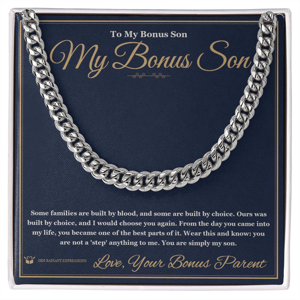 My Bonus Son - Cuban Link Chain for Stepson - personalized keepsake gift from SKH Radiant Expressions