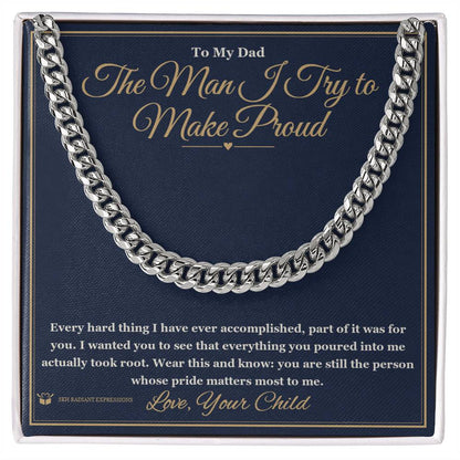 Engraved Cuban Link Chain with message for dad