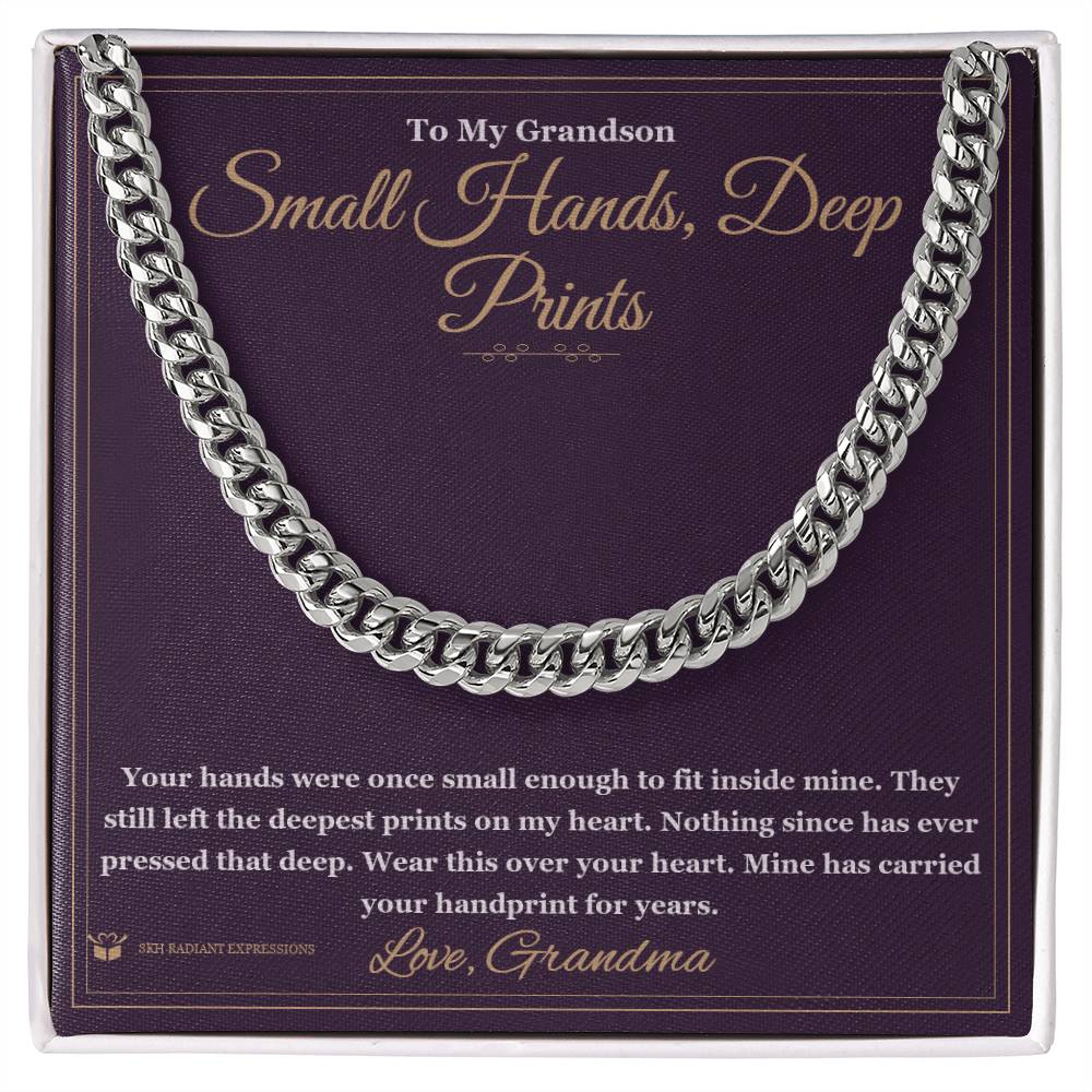Cuban Link Chain with personalized message card for grandson