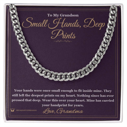 Cuban Link Chain with personalized message card for grandson
