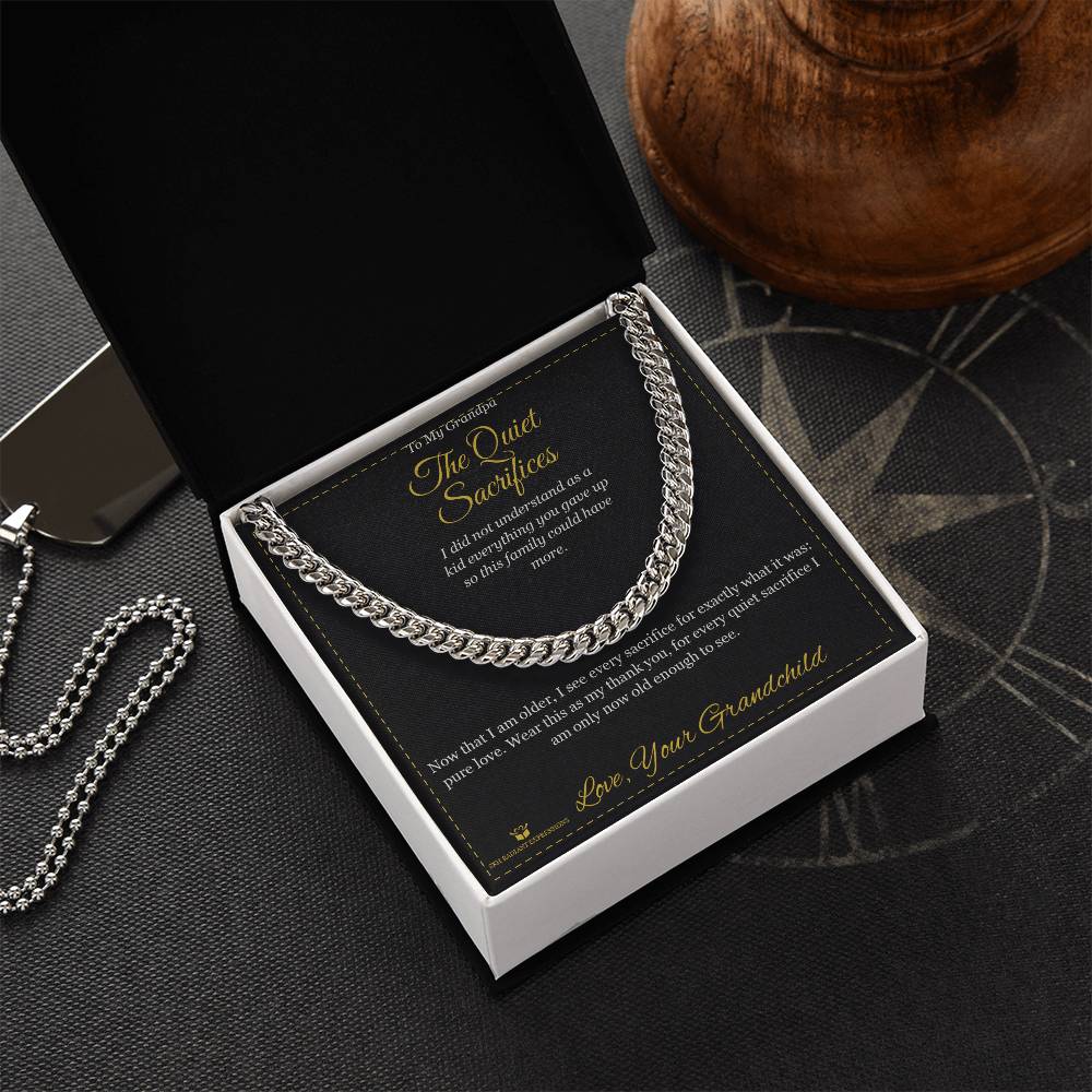 Cuban Link Chain with personalized message card for grandfather