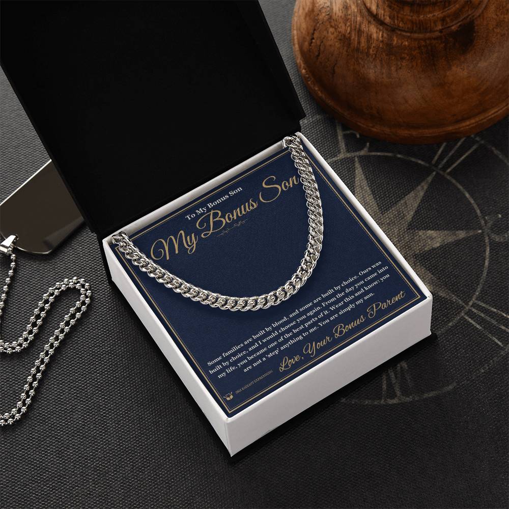 My Bonus Son - Cuban Link Chain for Stepson - personalized keepsake gift from SKH Radiant Expressions