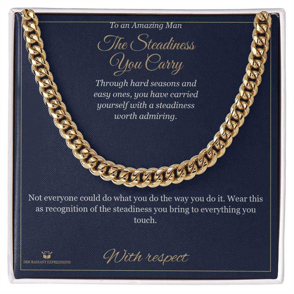Engraved Cuban Link Chain with message for him