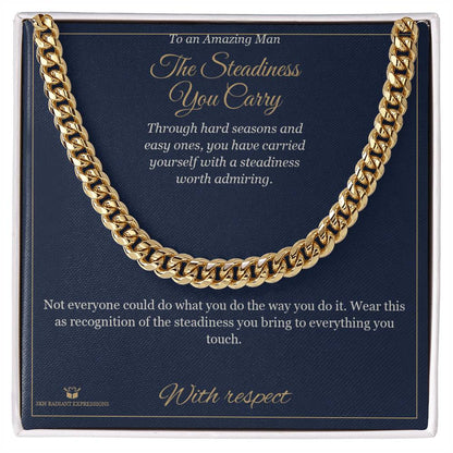 Engraved Cuban Link Chain with message for him
