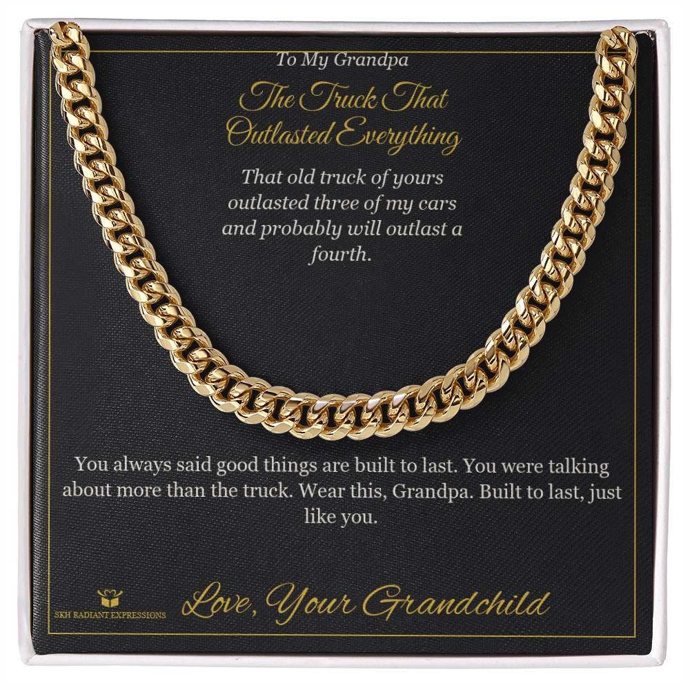 Engraved Cuban Link Chain with message for grandfather